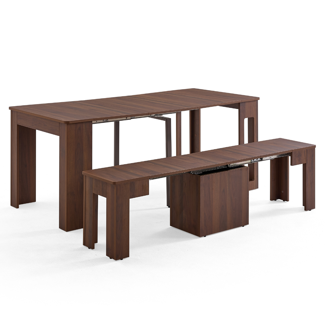 Flexi-Table 套裝:0.4米至 1.8米可伸縮餐桌 +可伸縮長凳