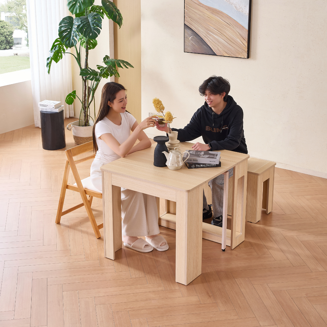 Flexi-Table 套裝:0.4米至1.8米可伸縮餐桌+4把折疊椅