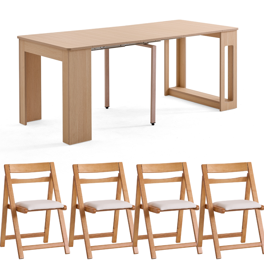 Flexi-Table 套裝:0.4米至1.8米可伸縮餐桌+4把折疊椅
