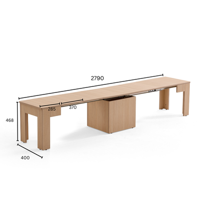 Flexi-Table Pro Set: 0.6m to 2.8m Extendable Dining Table & 2 Extendable Benches