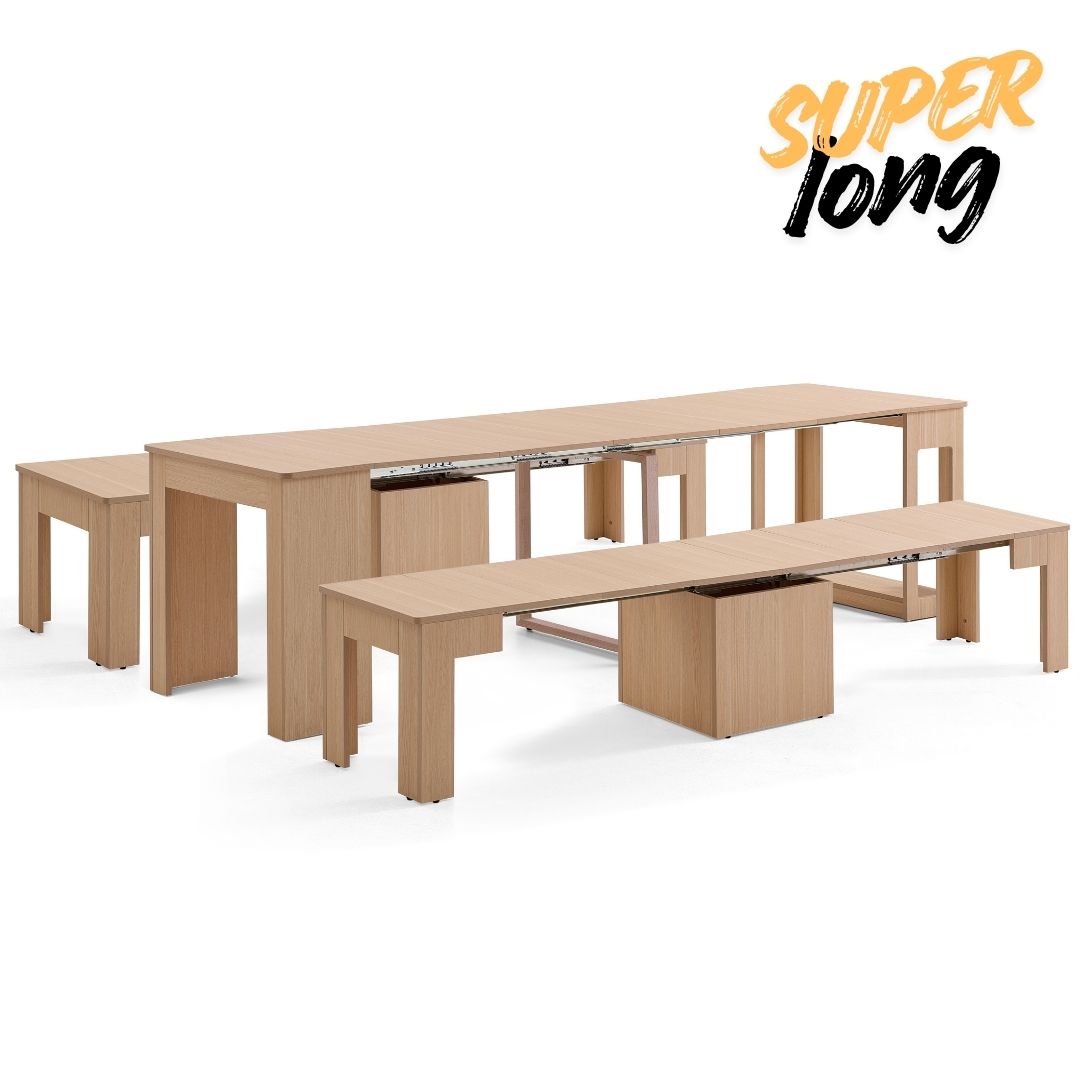 Flexi-Table Pro 套裝：0.6米-2.8米
超延伸餐桌 + 兩張超延伸長凳