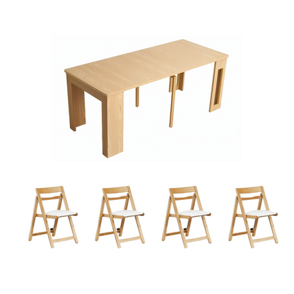 Flexi-Table Set: 0.4m-1.8m Extendable Dining Table + 4 Foldable Chairs