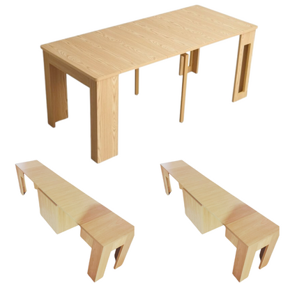 Flexi-Table Set: 0.4m to 1.8m Extendable Dining Table & 2 Extendable Benches